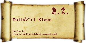 Mellári Kleon névjegykártya